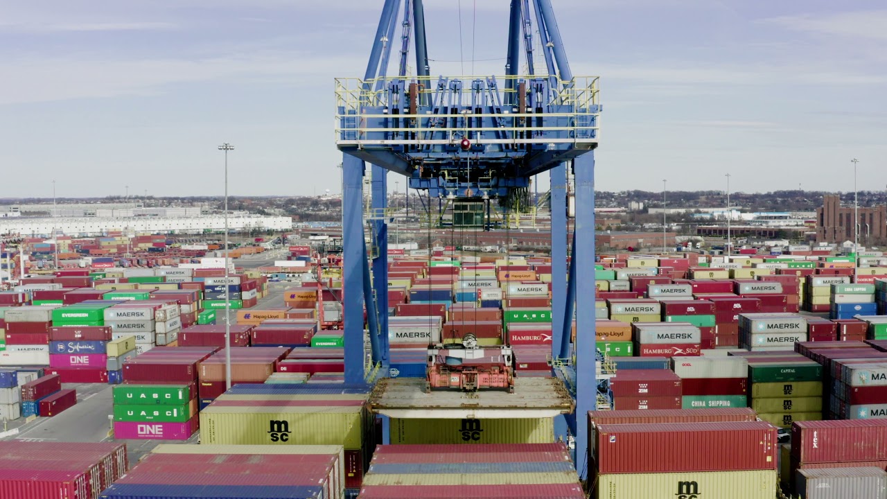 Working of Container handling crane  in the Container yard #$