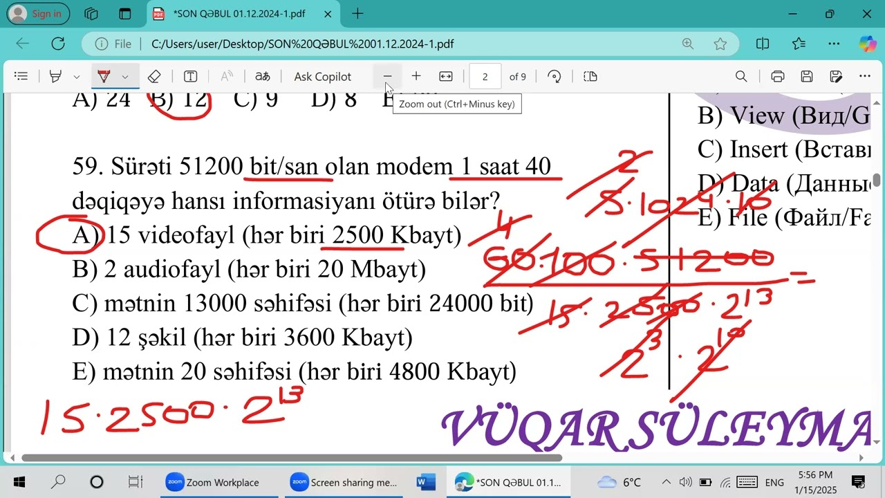 1 dekabr 2024 qəbul. İnformatika! BA/BB bütün suallar!