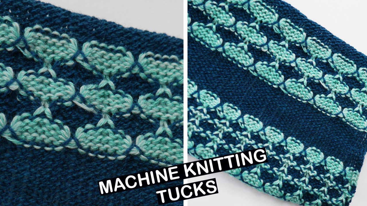 Machine knitting - Tucks stitch.  Tuck  stitch design idea. Single bed knitting.