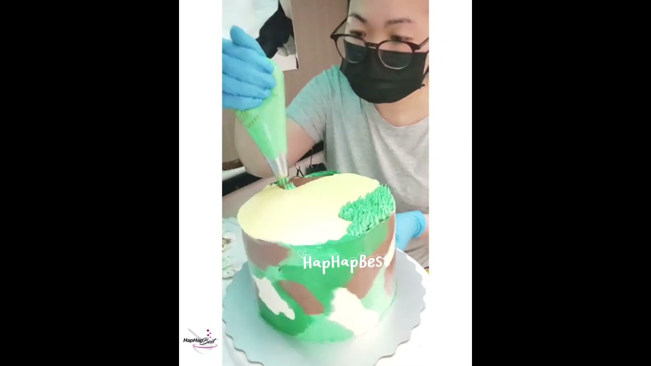 How to make Camouflage Cake #cake #camouflage #cakedecorating 