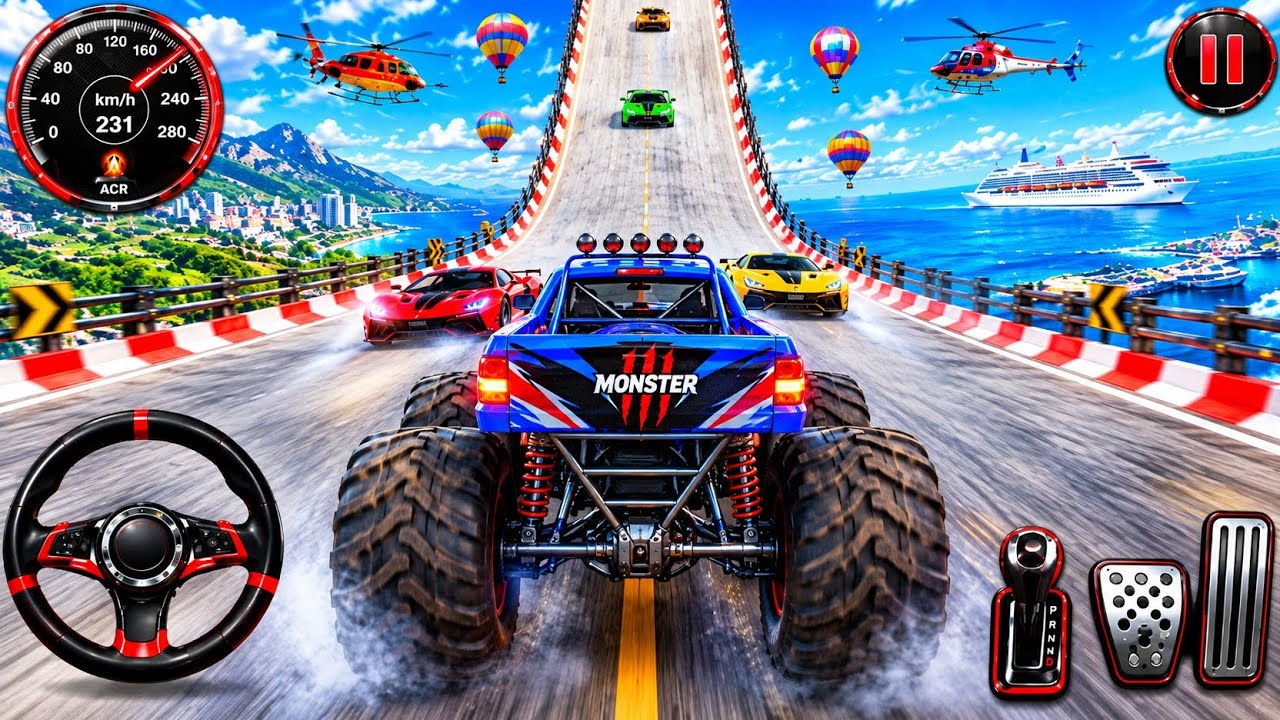 Monster truck Mega Ramp Car Racing  Crazy Stunts | GT Car Stunt Master 3D - Android Gameplay.