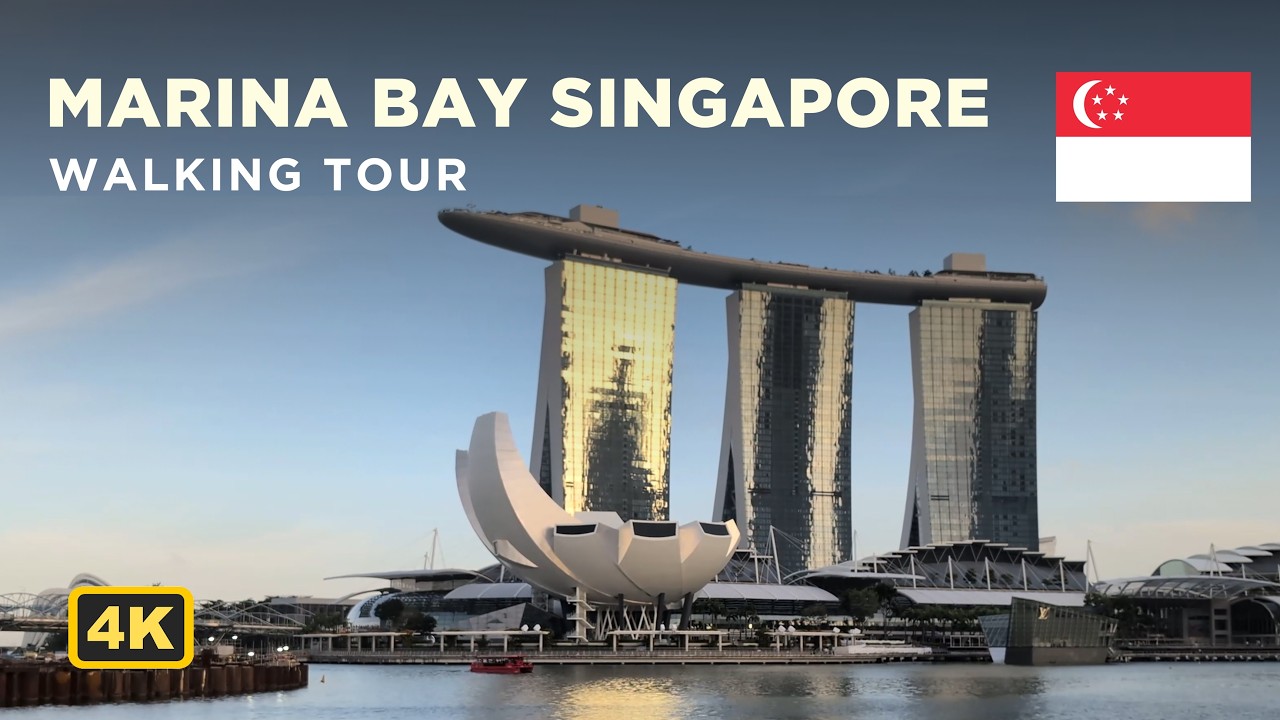Marina Bay and Gardens by the Bay Singapore - Walking Tour [4K]
