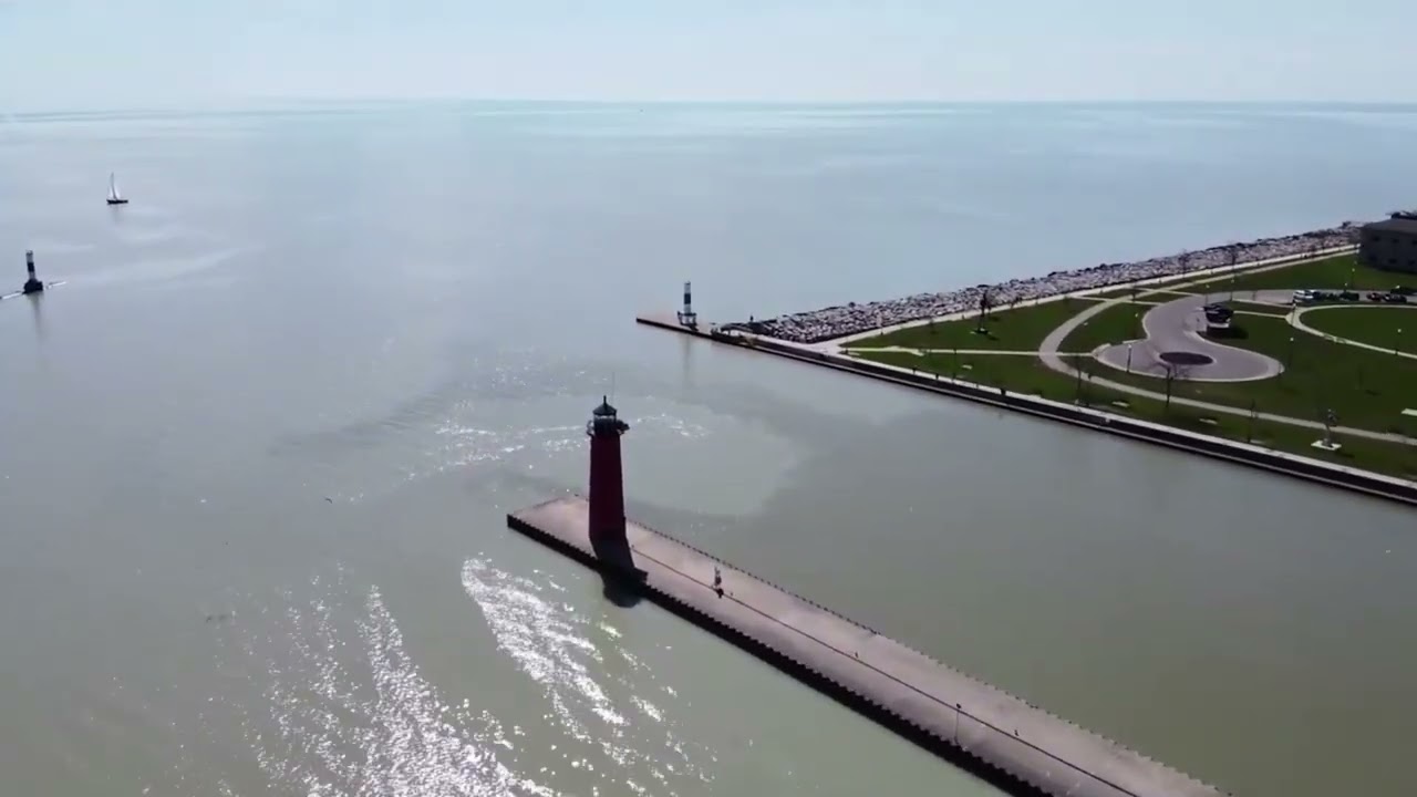 Kenosha Wisconsin and Lake Michigan by Drone