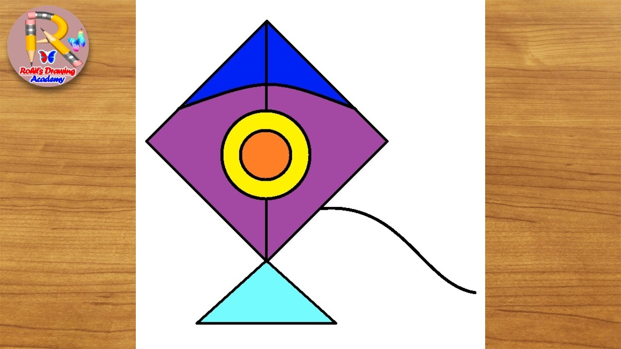 How to Draw Kite🪁Easy Step by Step | Simple Colourful Flying Kite Drawing for Beginners | Kids art |