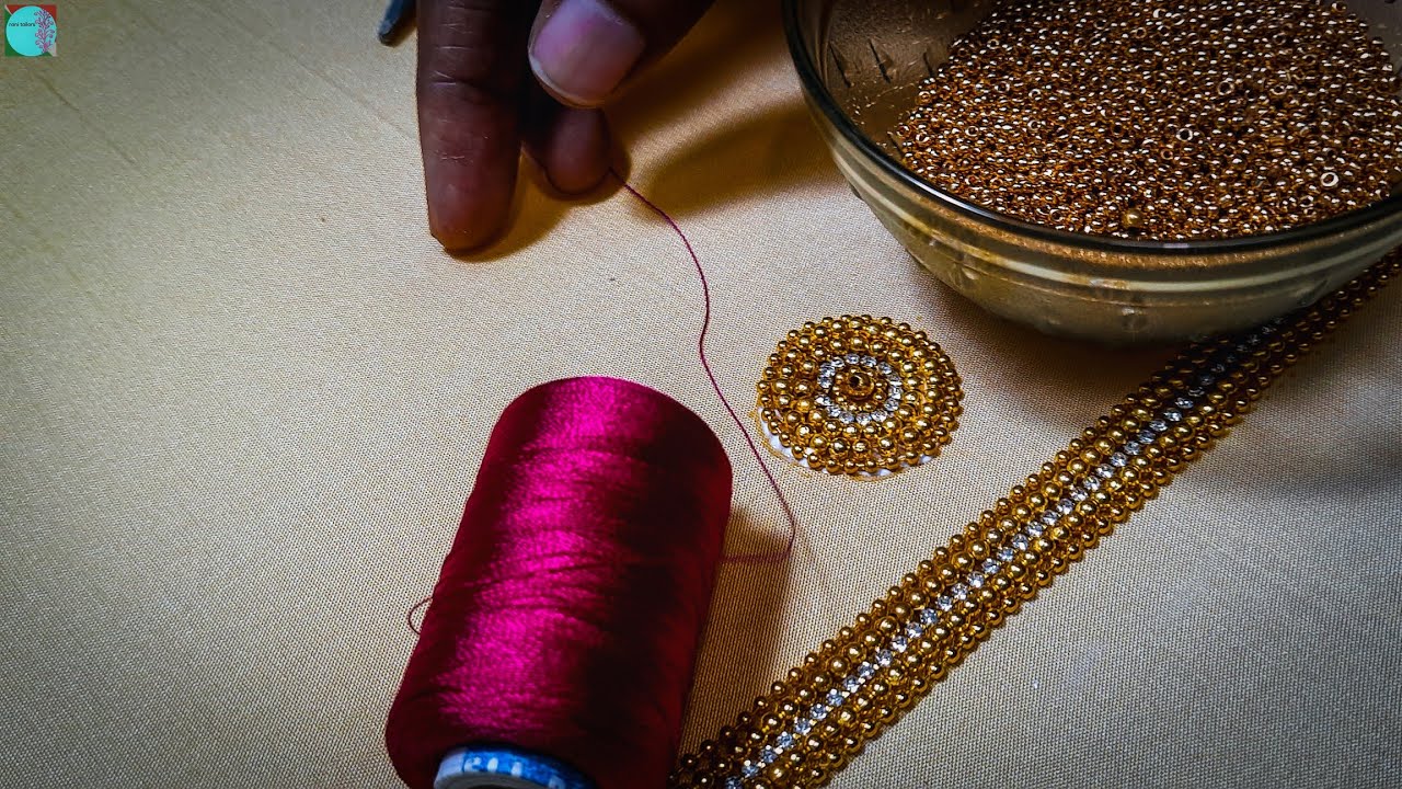 beautiful sleeve thread work using normal needle