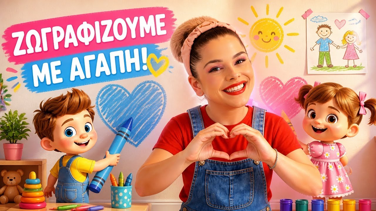 Τα παιδιά ζωγραφίζουν στον τοίχο Ελληνικά παιδικά τραγούδια Διαφορετικότητα αγάπη για παιδιά 