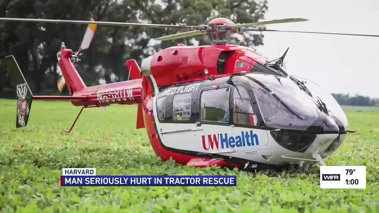 Elderly man trapped for hours under tractor in rural Harvard