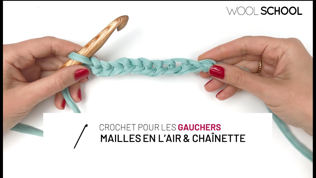 Maille chainette crochet gaucher / maille en l'air crochet gaucher : Techniques crochet
