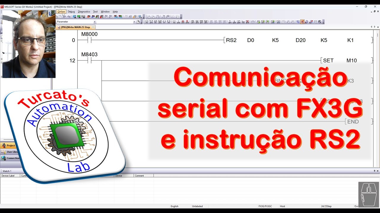 Comunicação serial com FX3 usando instrução RS2