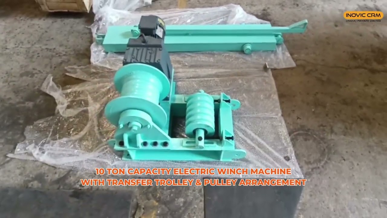 10 Ton Winch Machine with Transfer Trolley | SEW Geared Motor | 45 Mtr Pulling Capacity