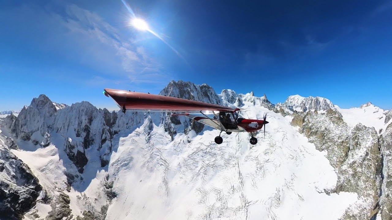 Vol Mont Blanc - ULM G1 - Commande manuelle PMR - Pilote Y. Mathelin, qualifié montagne avion 2001.