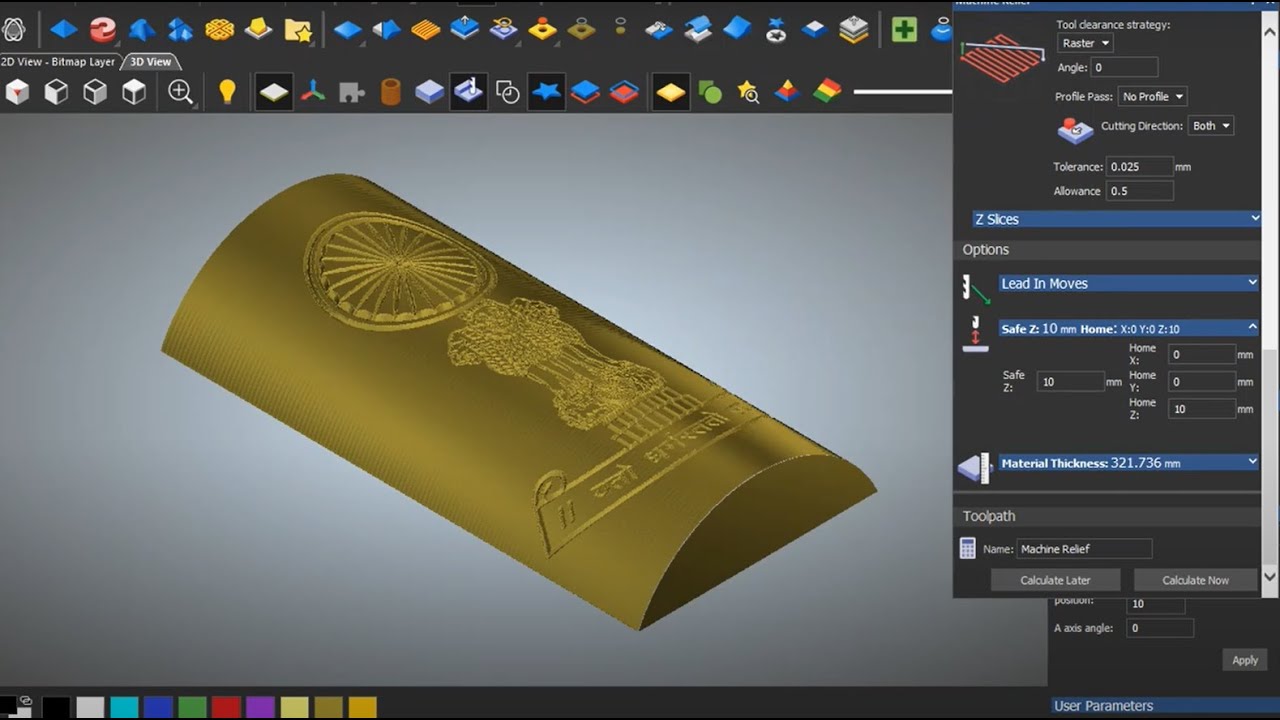 #Artcam #3D Modelling on #Semi-Cylindrical surface #PILLER CARVING #curved surface #machining on CNC