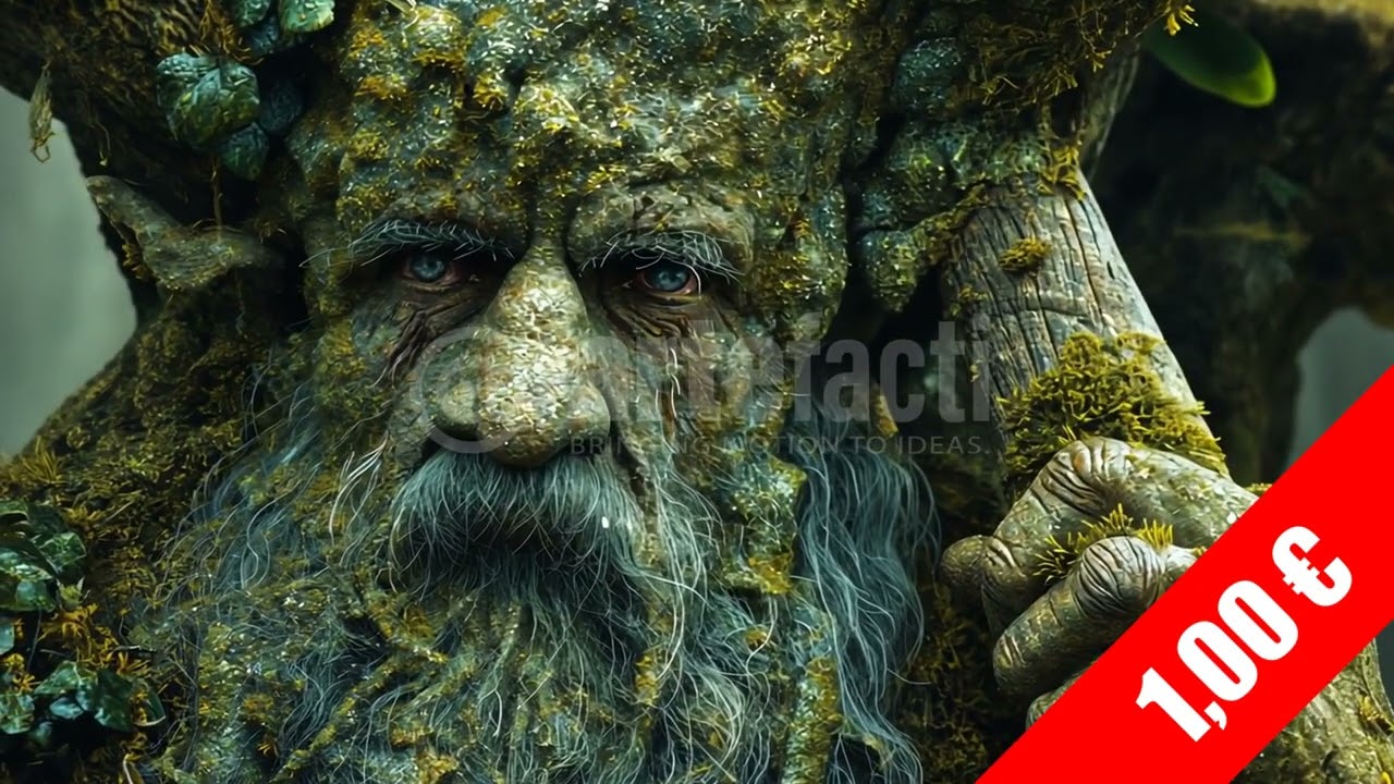 Ancient Ent Awakens &ndash; Moss-Covered Tree Guardian Stock Footage (HD 1080p)