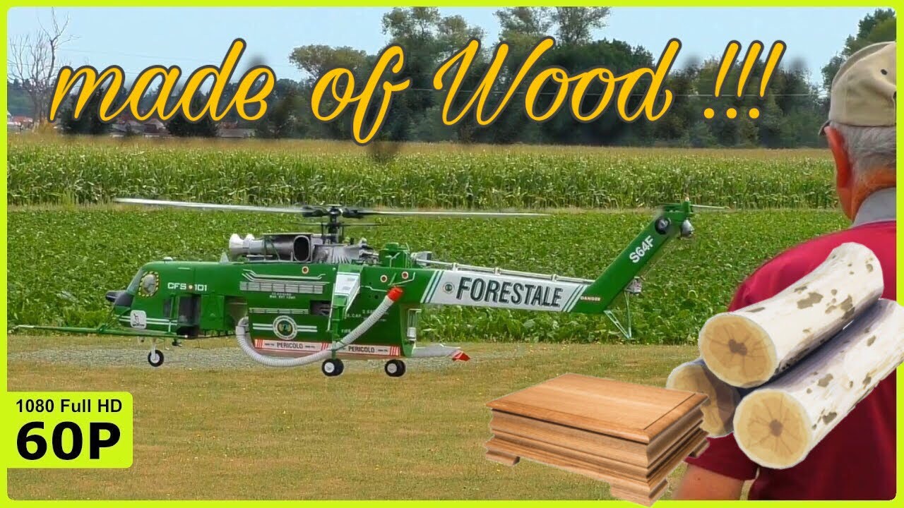 AMAZING SIKORSKY SKYCRANE CH-64F MADE OF WOOD !!! FLIGHT DEMONSTRATION