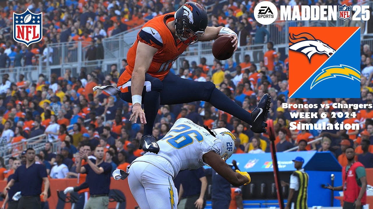 Madden 25 Denver Broncos vs Los Angeles Chargers Week 6 Sim 2024 Full 15 Minute Quarters Game Play