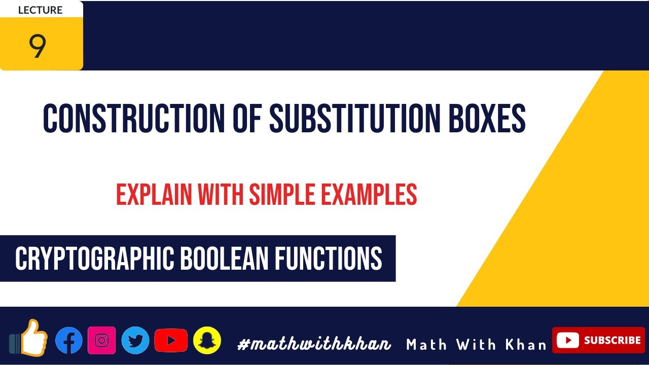 Construction of S-boxes | Substitution Boxes | S-box | Modern Block Ciphers | AES S-box | DES S-box