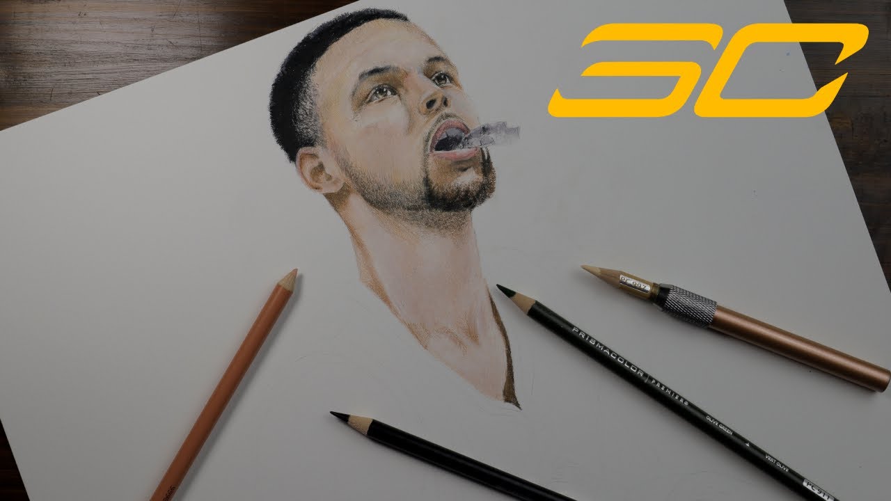 Real Time Drawing of STEPH CURRY in Colored Pencils - Part 1  / esquizz