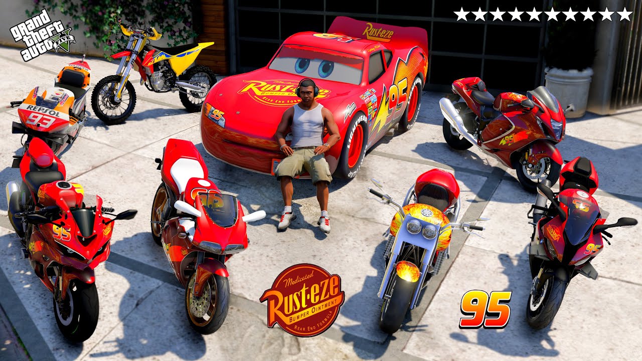 GTA 5 - 🔥 Stealing Mcqueen Super Motorbikes with Franklin! (Real Life Bikes #09)