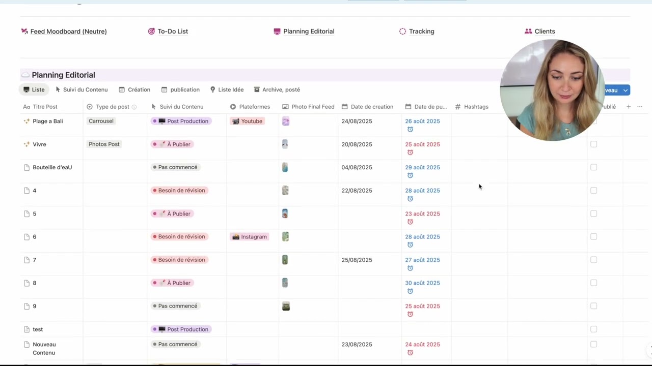 TUTO NOTION, Feed Instagram, Planning Editorial, To Do list et Tracking