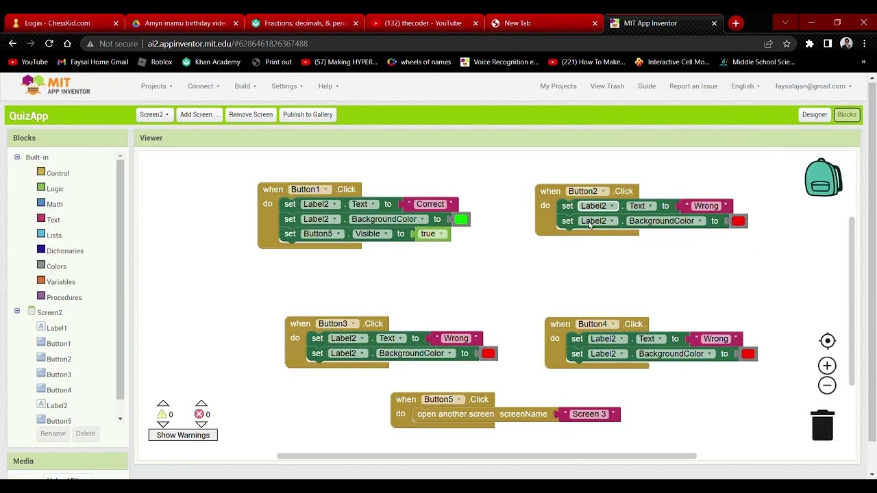 Fun Quiz App In MIT App Inventor - thecoder