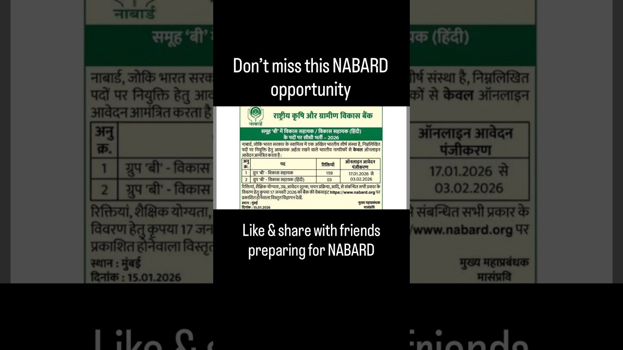 NABARD Bank Permanent Job Vacancies 2026