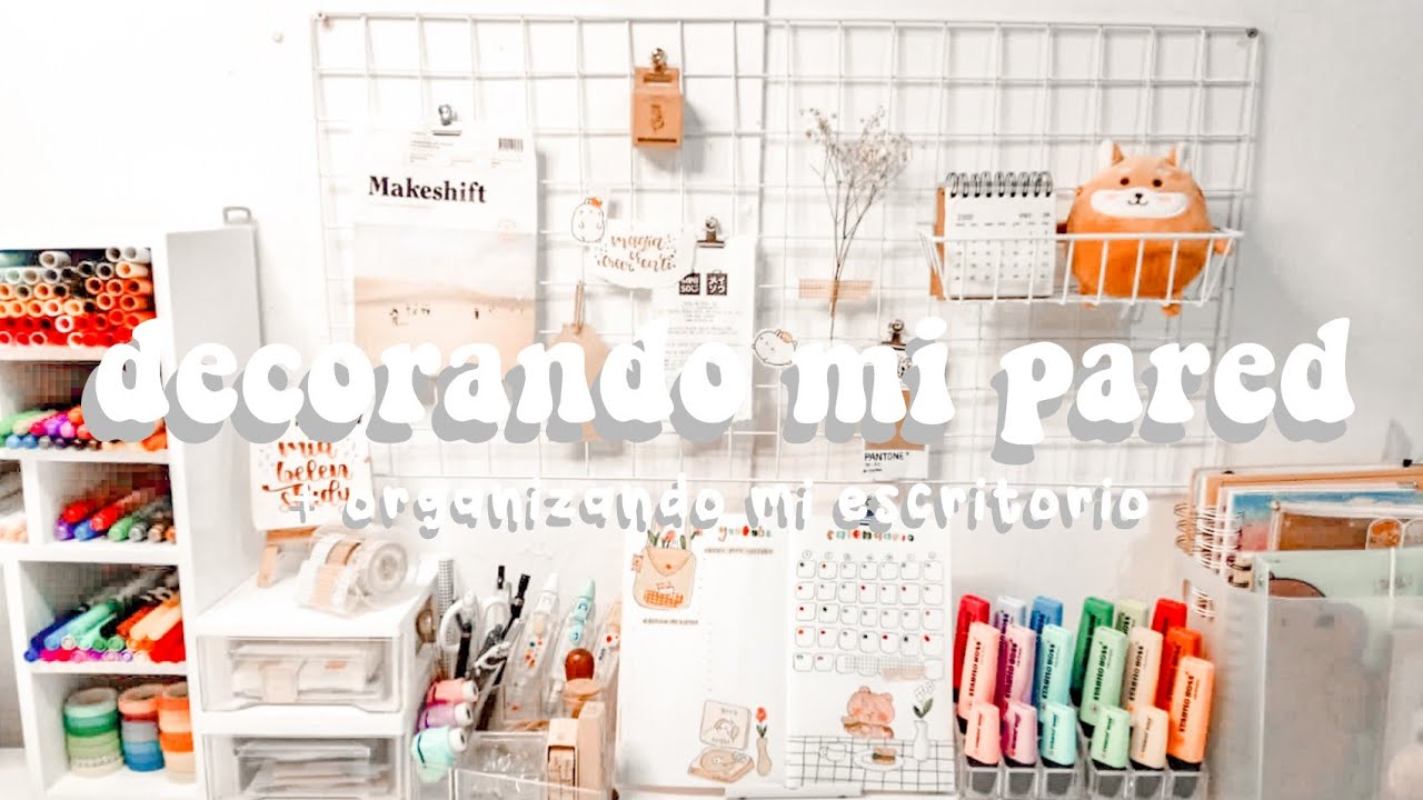 decorando mi pared + organizando mi escritorio ☕ | mia belén study