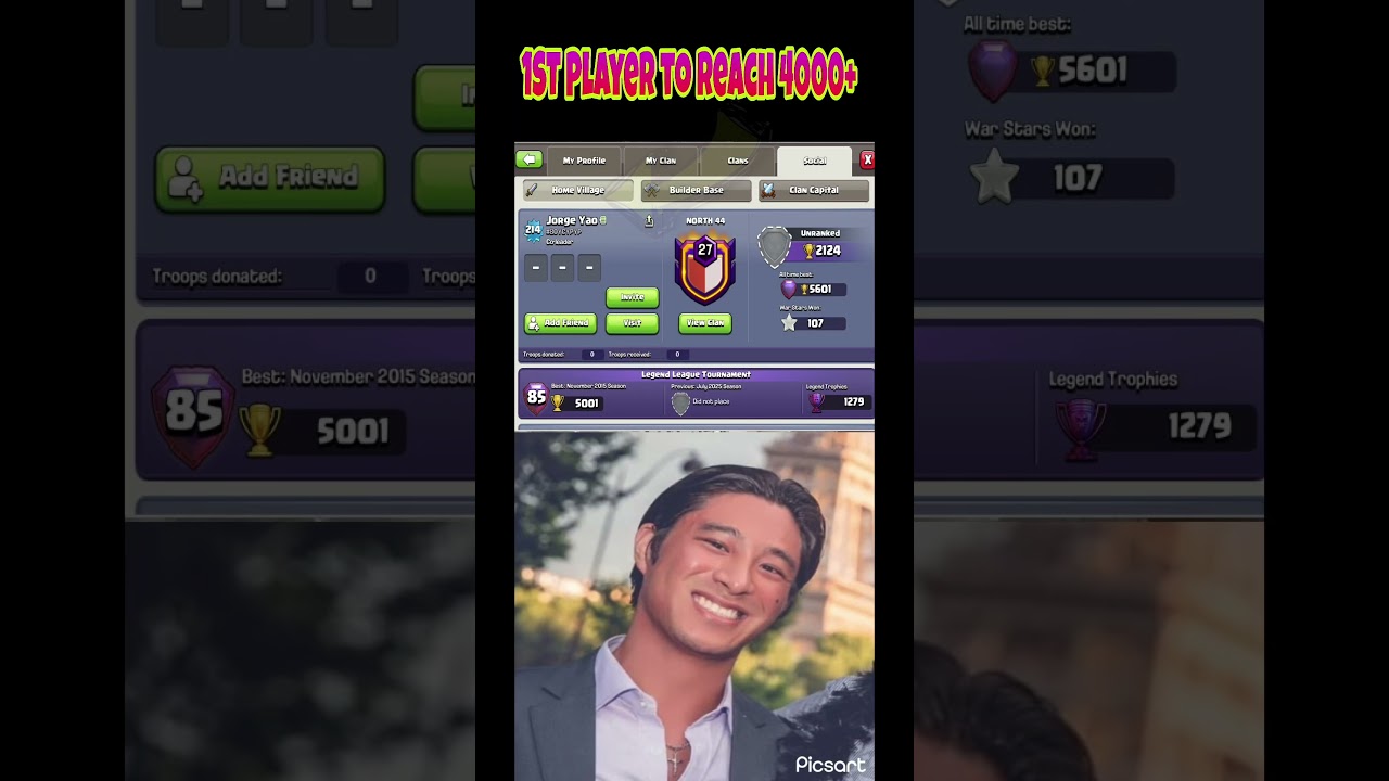 Clashofclans 1st Player to Reach Legend league #clashofclans #legendleague #shorts
