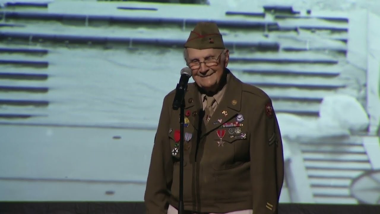 101-Year-Old World War II Veteran Jack Myers Sings God Bless America