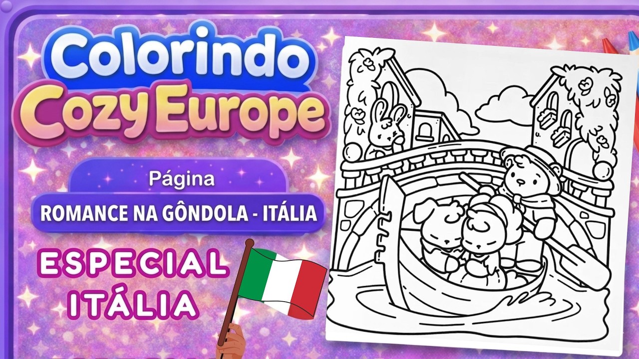 Colorindo Cozy Europe 🇮🇹 Romance na Gôndola | Livro de Colorir Jade Summer #coloring #cozycoloring