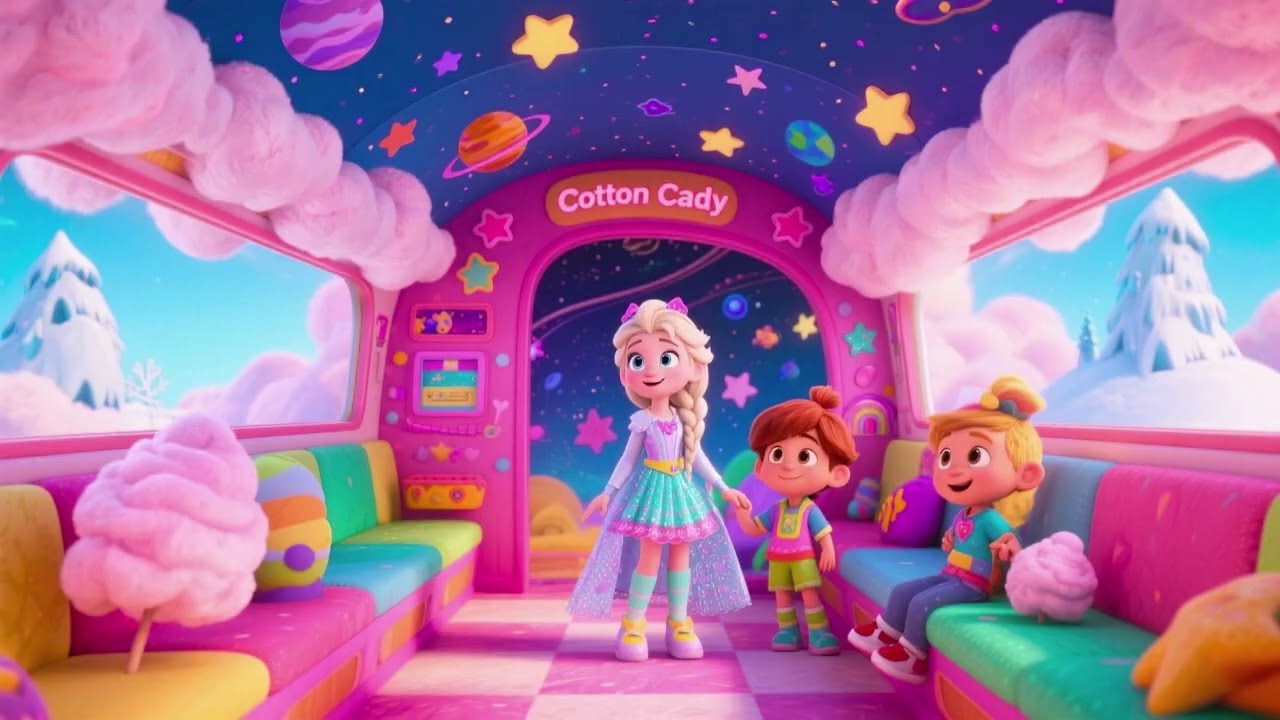 Elsa and the Cotton Candy Galaxy Bus 4 | The Rainbow Sugar Comet Chase ❄️🚀