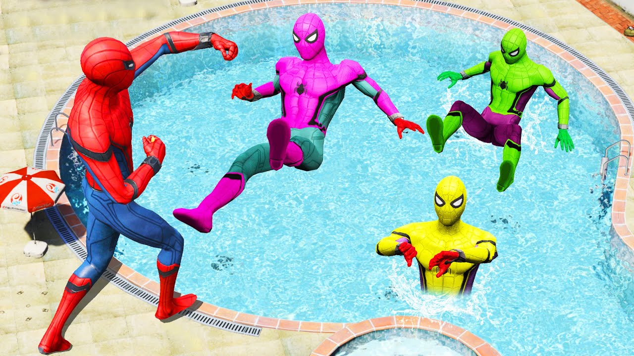 GTA 5 Rainbow Spiderman Water Fails (Ragdolls/Euphoria Physics) #25