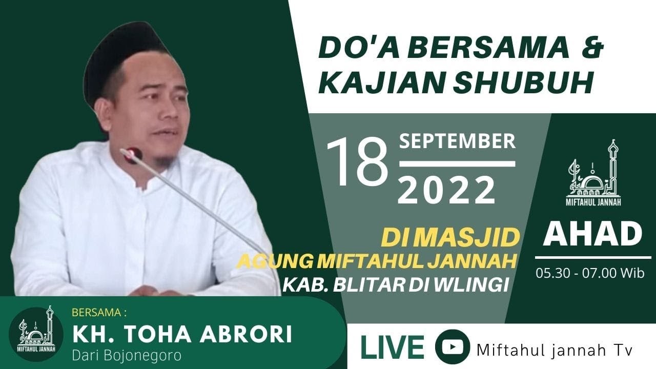 #live Kajian Subuh Masjid Agung Miftahul Jannah Blitar Bersama KH.TOHA ABRORI