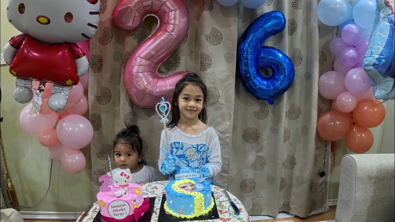 Celebrating Our Kids 6th & 2nd Birthdays Solo While Husband Offshore | Elsa & Hello kitty theme 