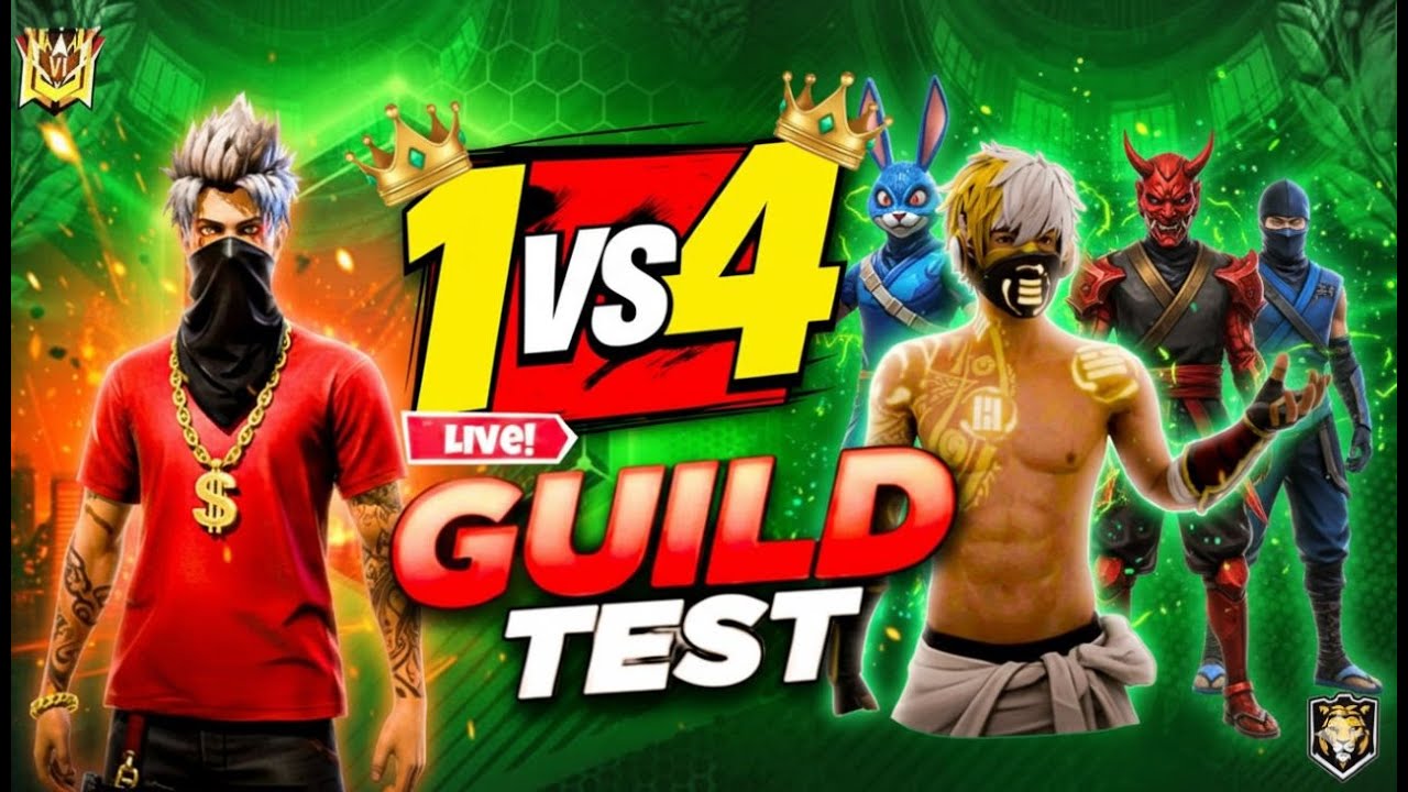 FF LIVE GUILD TEST 1 VS 4 | FREE FIRE LIVE GUILD TEST | LIVE GUILD TESTING 