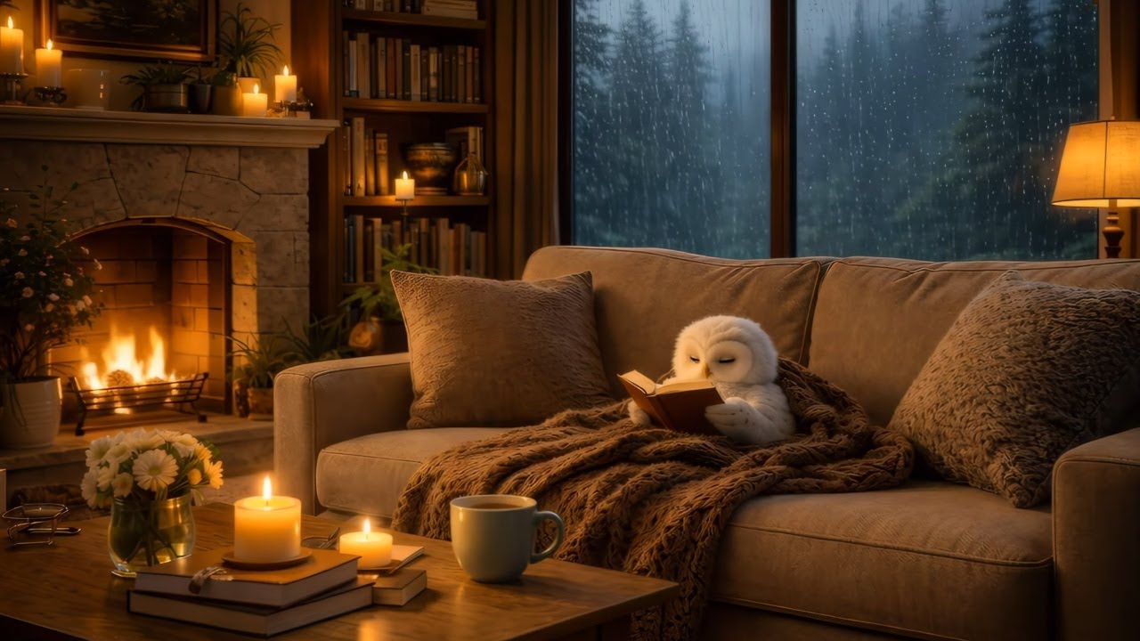 Relaxing Music on a Rainy Day 🌧️ | Cozy Café & Rain Ambience for Relaxation, Study, Sleep, No Stress
