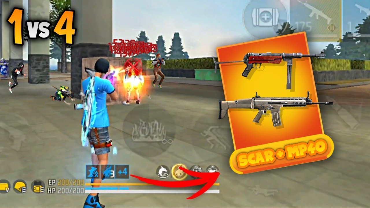 FIZ A LIMPA JOGANDO COM A SCAR E MP40 NESSE SOLO VS SQUAD!!RANQUEADA SOLO VS SQUAD FREE FIRE!!