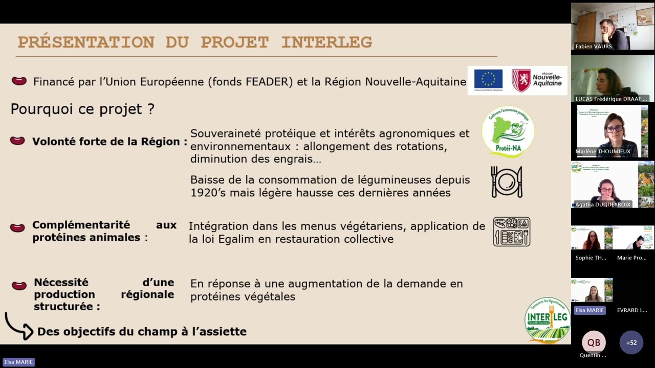 Webinaire Interleg : analyse de la filière légumineuses en région