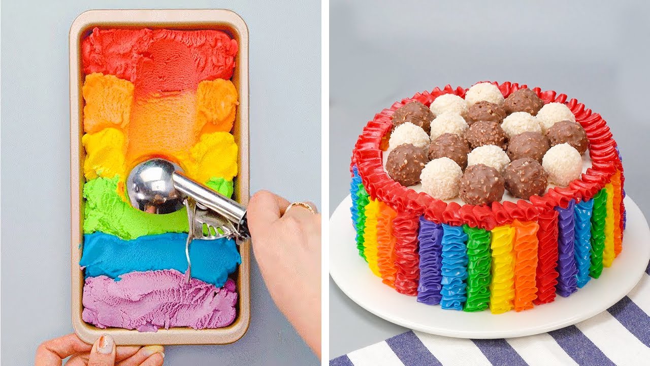 Creative And Satisfying Rainbow Cake Decorating Ideas For Family | Cake Lovers