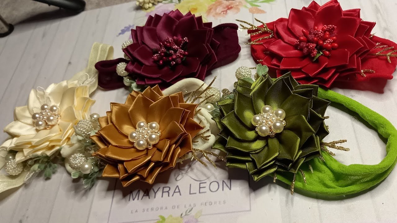 flores de noche buena |flores de listón |accesorios para niñas @mayraleon4265