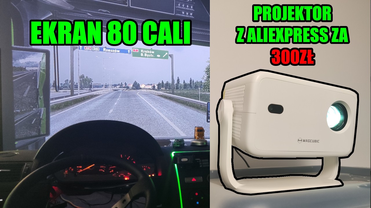 Kupiłem tani projektor z Aliexpress żeby mieć realistyczną szybę w ETS2! Magcubic L018 testy