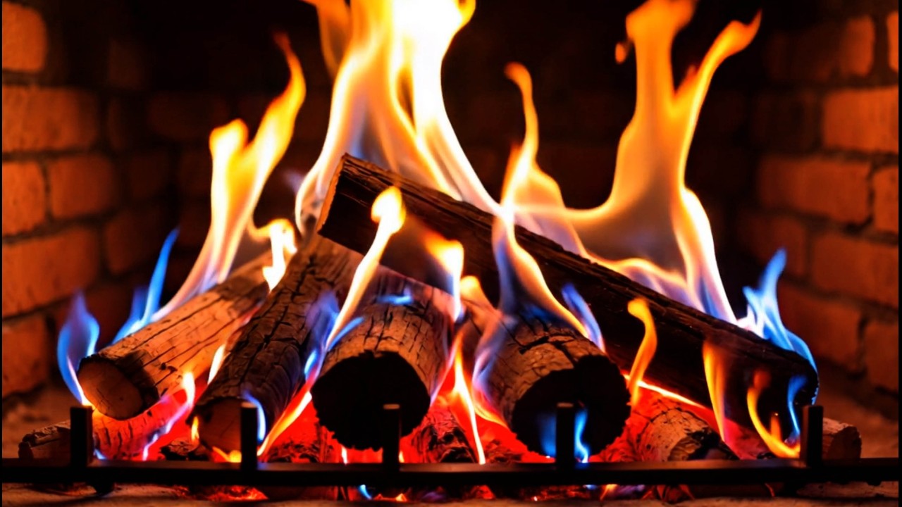🔥 Warm Glowing Fireplace 4K UHD | Peaceful Blue Core Fireplace Flames & Cozy Sounds