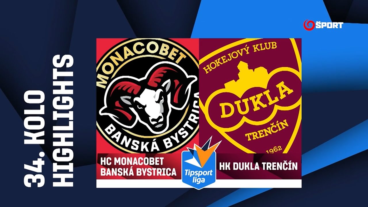 34. kolo: HC MONACObet Bansk&aacute; Bystrica - HK Dukla Trenč&iacute;n 4:3 pp (1:2, 0:1, 2:0, 1:0)