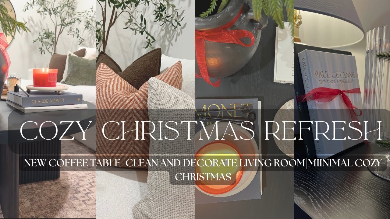 NEW COFFEE TABLE & MINIMAL CHRISTMAS DECORATING | Cozy Family Room Makeover