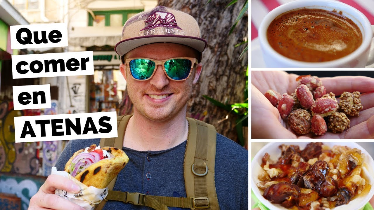Que comer en Atenas, Grecia😋Comida Callejera Griega en el Mercado de Pulgas: Souvlaki, Baklava y Mas