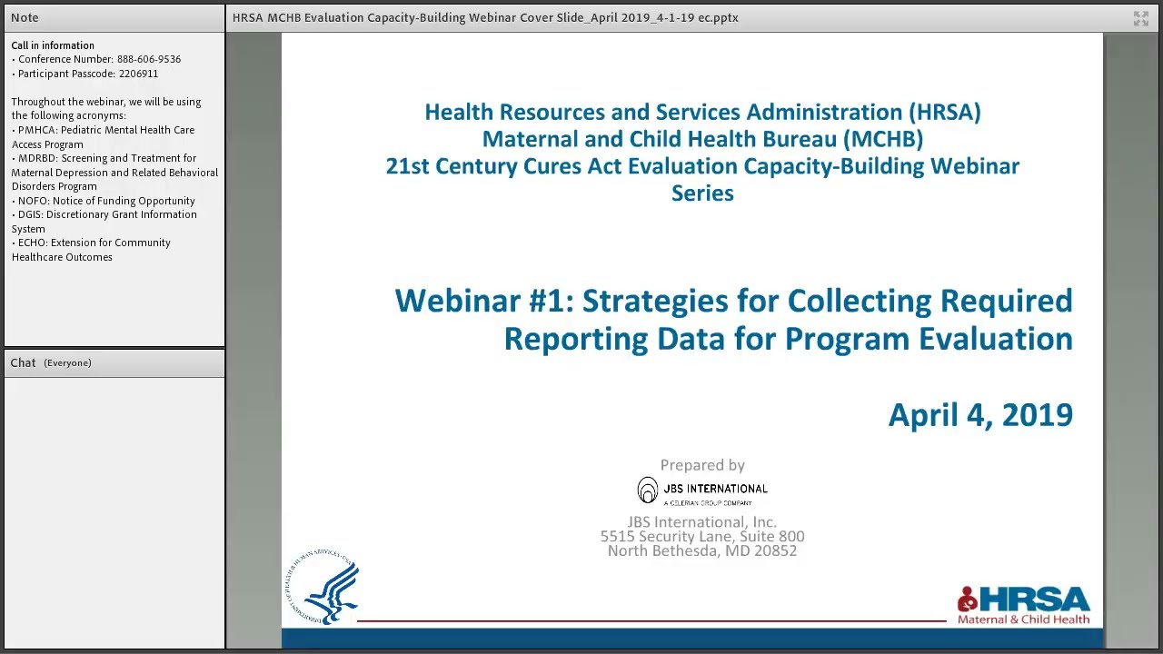 PMHCA and MDRBD: Strategies for Collecting Required Reporting Data for Program Evaluation (4/1/2019)