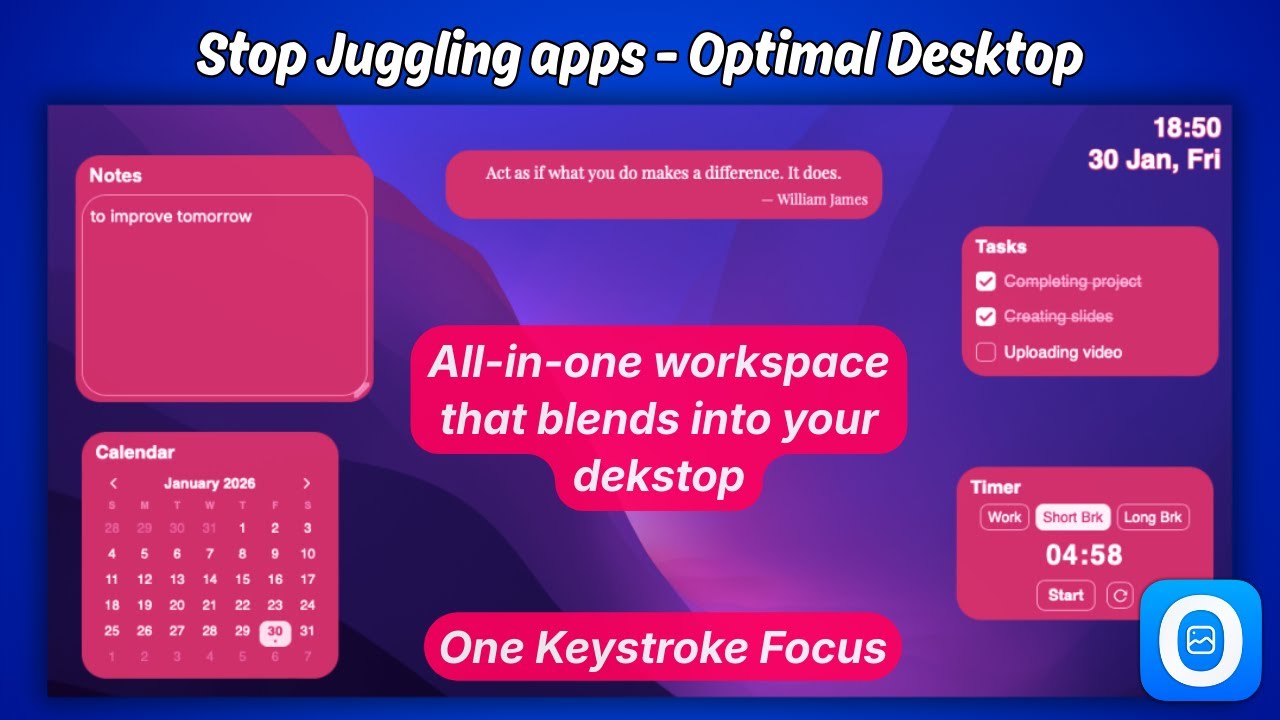 Stop App-Switching Fatigue: The All-in-One Mac Workspace - Optimal Desktop. #productivity #workspace