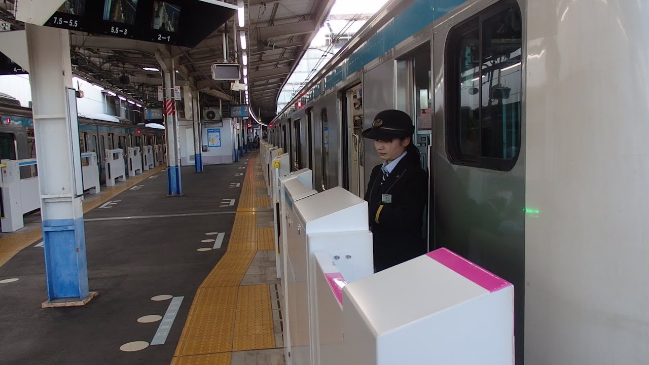【ホームドア設置後】京浜東北線大宮駅での女性車掌動作ME２