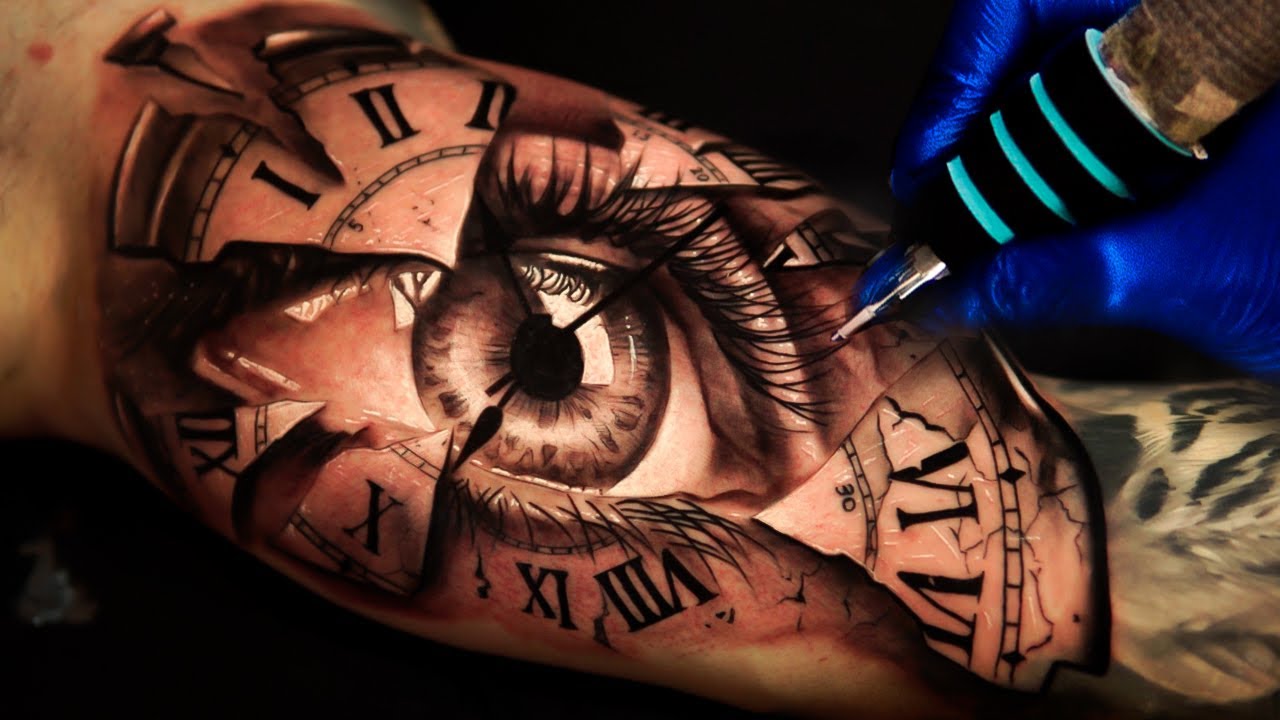 QUE OLHO MAIS LOKO QUE FIZ, TATUAGEM REALISTA DE OLHO COM RELOGIO