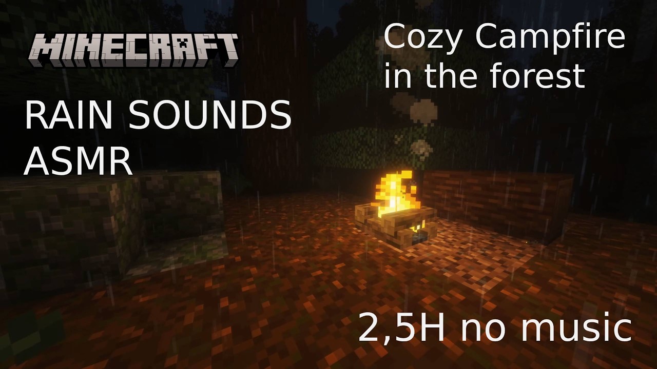 Relaxing Minecraft Rain – Taiga Forest Campfire Ambience (2,5 Hours) - No Music