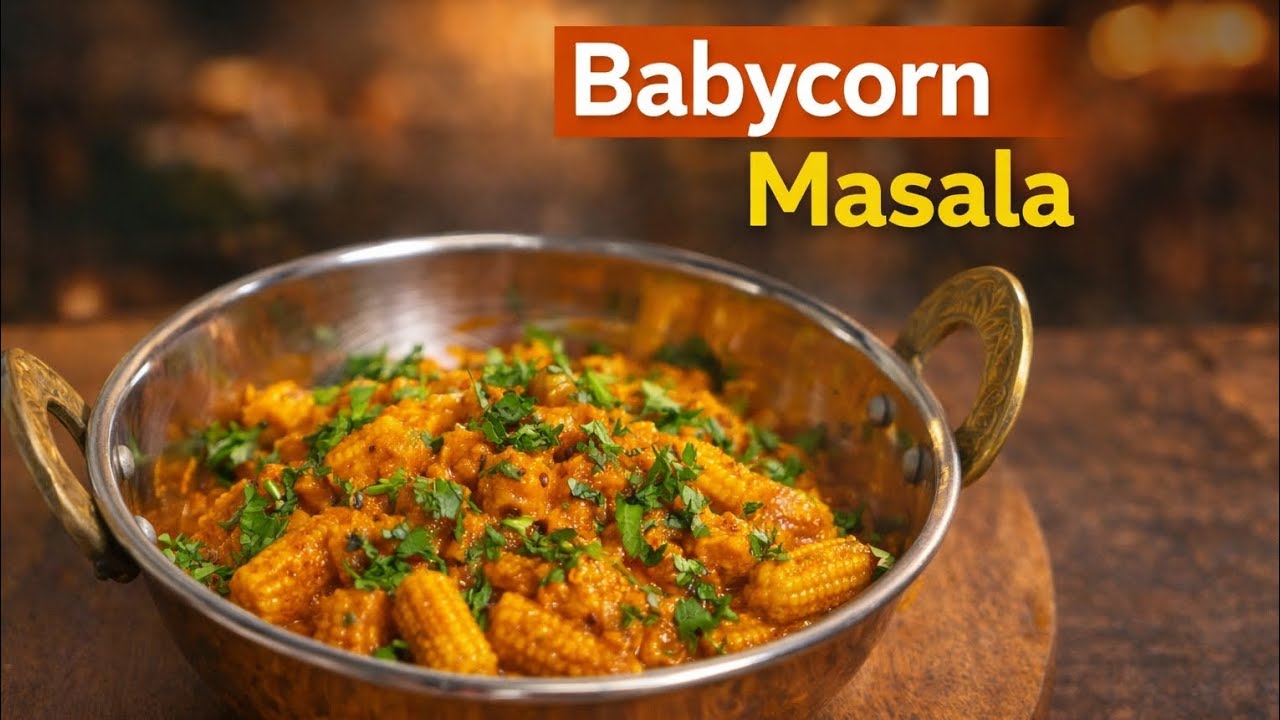 Babycorn Masala Recipe | Creamy Restaurant Style Babycorn Masala Without Cream